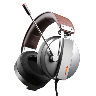 西伯利亚S22 电竞游戏耳机 头戴式 7.1声道 电脑耳麦立体声道带麦克风K歌 吃鸡耳机 发烧级 S22 7.1USB 银灰色