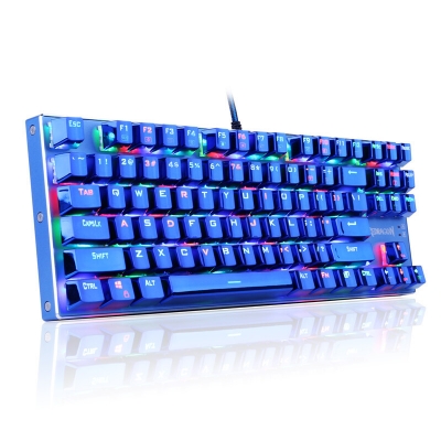 Redragon虹龙K566电竞游戏87键金属发光青轴机械键盘（笔记本台式机电脑专用） 蓝色